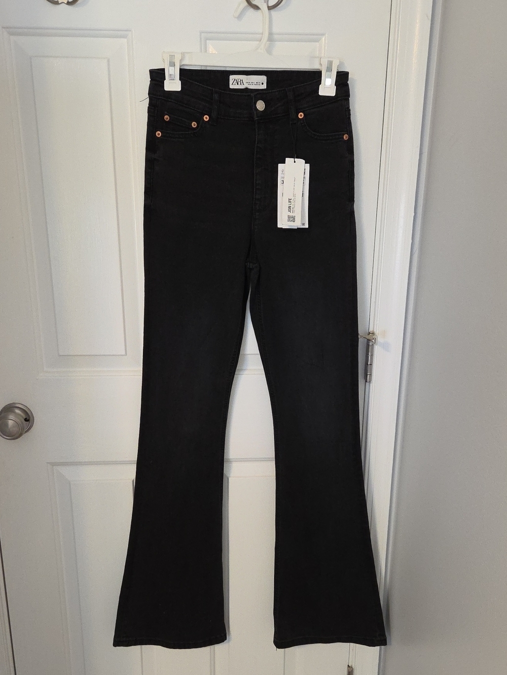 Zara Black Skinny Flared High-Rise Jeans